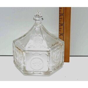 Indiana Glass Tierra Colonial Crystal Clear Candy Dish With Eagles & Stars